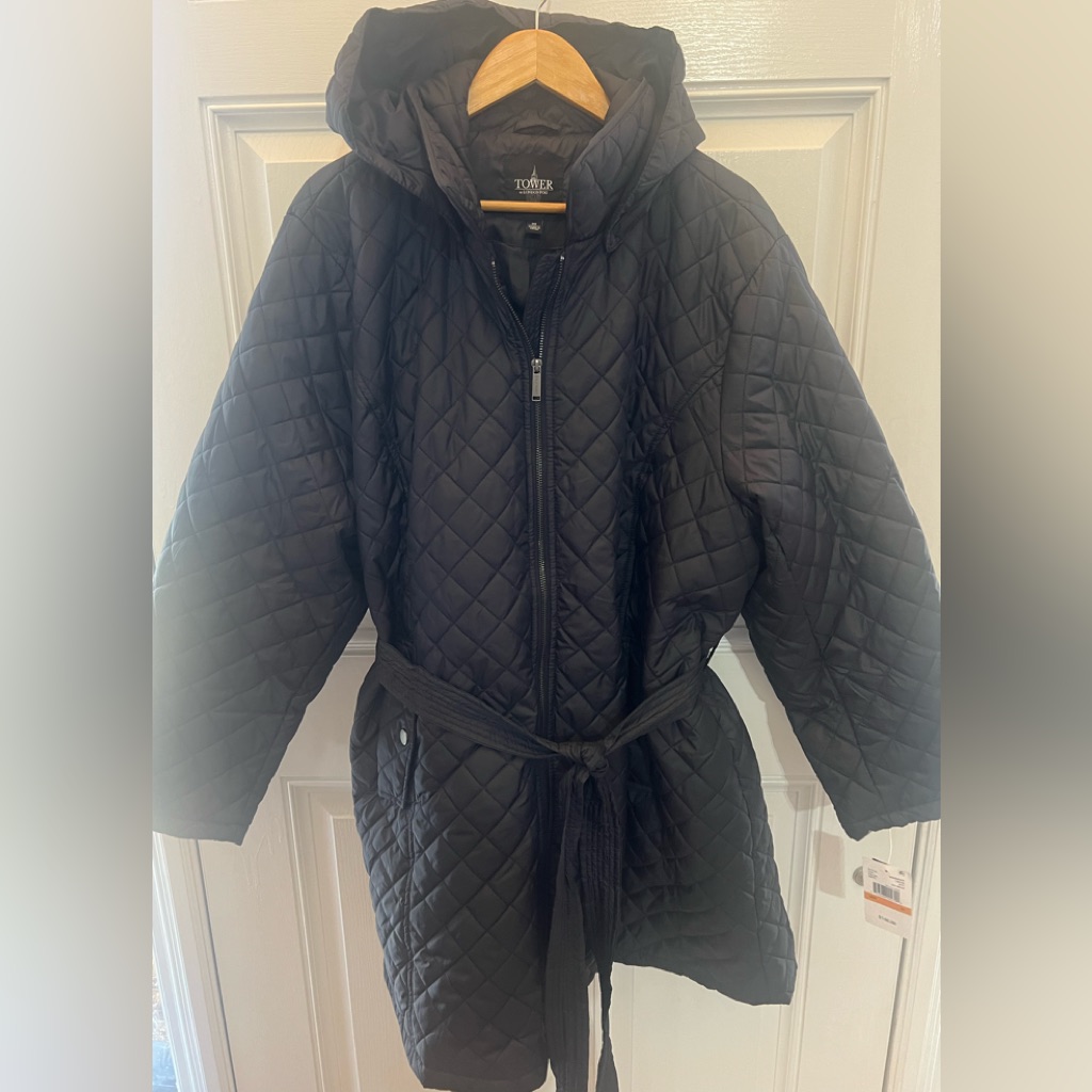 Tower By London Fog Black Women’s Coat Size 3x Nwt